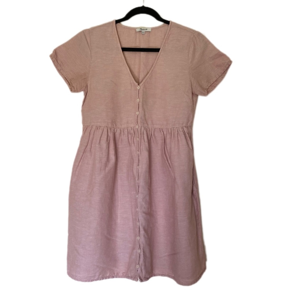 Madewell V-neck button front linen dress